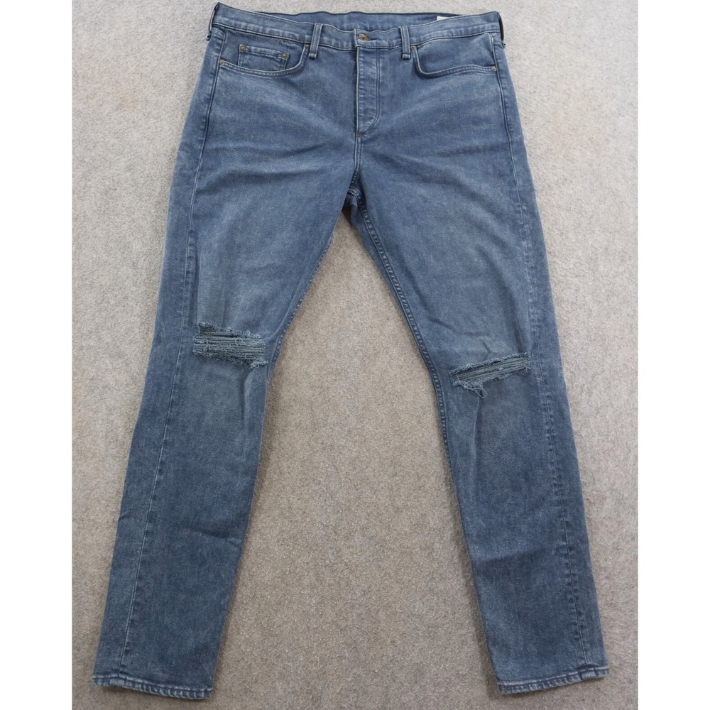 Rag & Bone Jeans Mens 38 Blue Fit 1 Extra Slim Straight Mid Rise Distressed